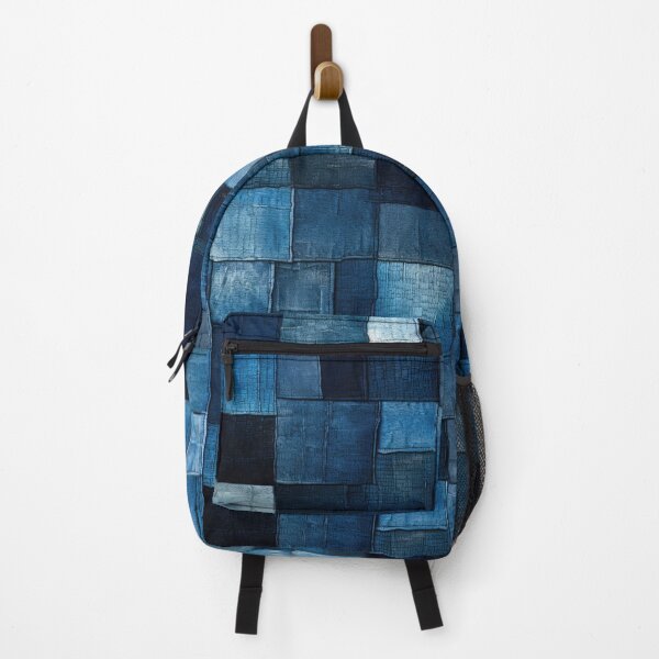 Item preview, Indigo Patchwork Denim Texture – Abstract Blue Fabric Art designed and sold by SylvieVibes.