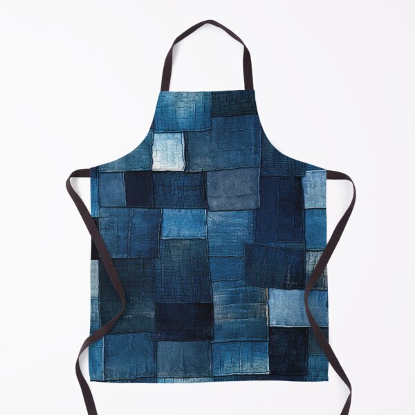 Aperçu de l'œuvre Indigo Patchwork Denim Texture – Abstract Blue Fabric Art créée et vendue par SylvieVibes.