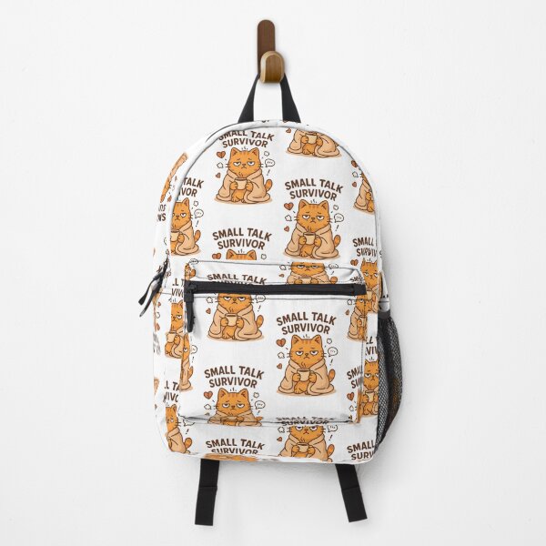 Item preview, Funny Kawaii Cat Meme – “Small Talk Survivor” – Introvert Humor for Anti-Social Days designed and sold by Boombox Theory.