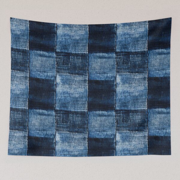 Item preview, Indigo Patchwork Denim Texture – Abstract Blue Fabric Art designed and sold by SylvieVibes.