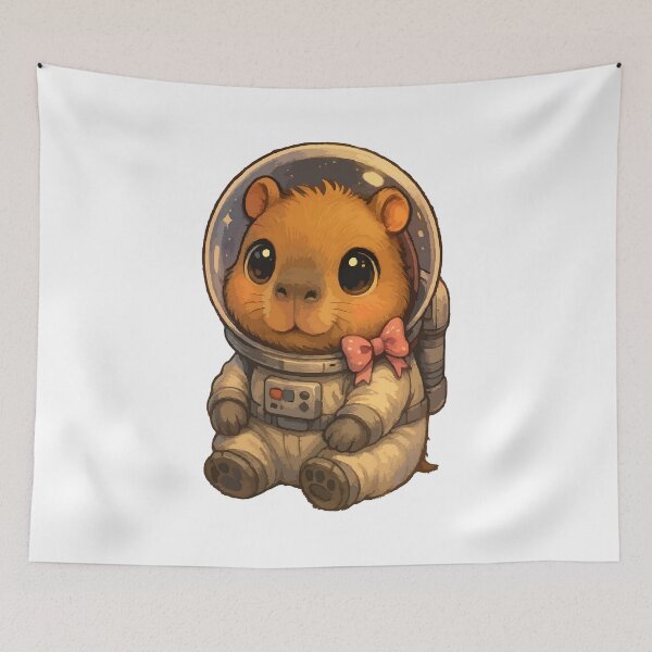 Item preview, Astronaut Capybara with Pink Bow designed and sold by thebest-2studio.