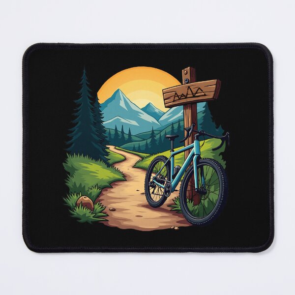 Item preview, Gravel cycling trail and mountains colorful bicycle art. designed and sold by Pedal Canvas.