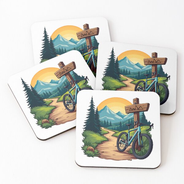 Item preview, Gravel cycling trail and mountains colorful bicycle art.  designed and sold by Pedal Canvas.