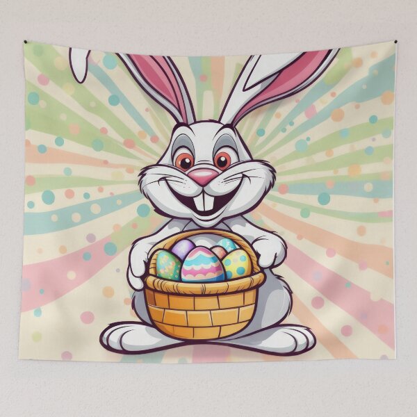 Item preview,  funny Easter bunny  with a basket with colored eggs, funny easter,Happy Easter,Easter Day,easter illustration,Easter designed and sold by Expressions-Sel.