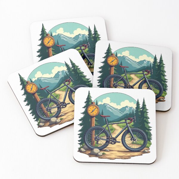 Item preview, Gravel cycling trail and mountains colorful bicycle art.  designed and sold by Pedal Canvas.