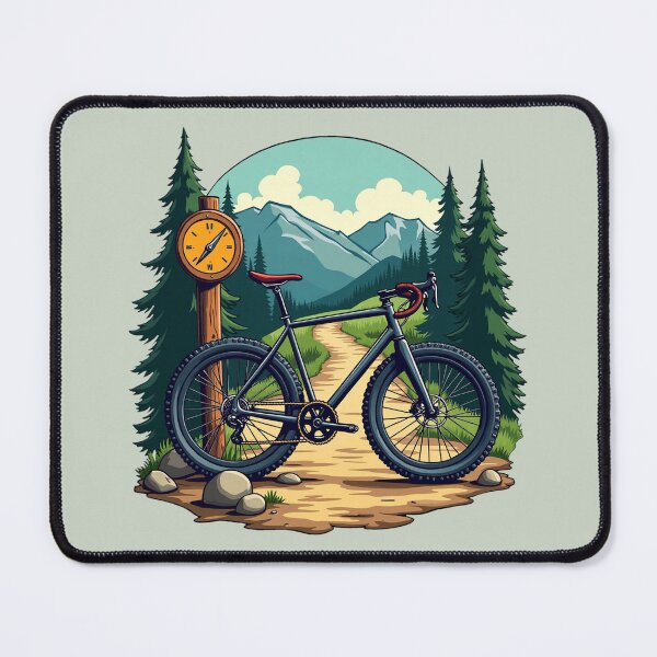 Item preview, Gravel cycling trail and mountains colorful bicycle art. designed and sold by Pedal Canvas.
