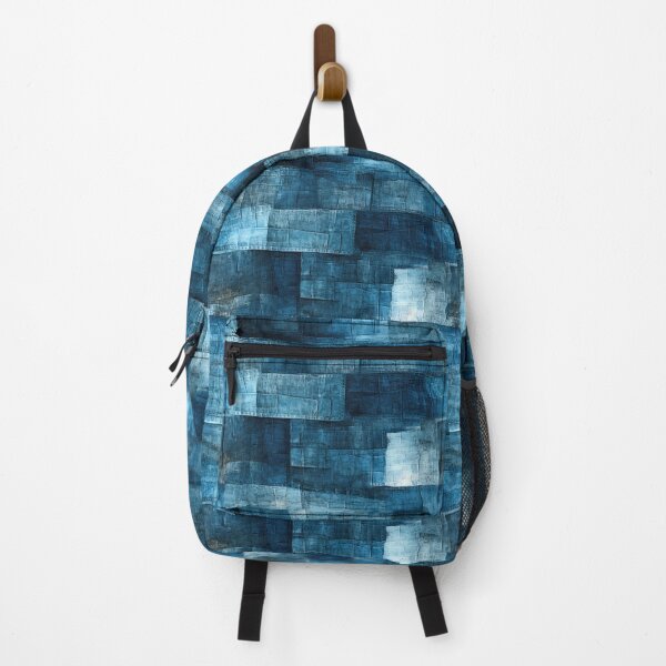 Item preview,  Indigo Patchwork Denim Texture – Abstract Blue Fabric Art designed and sold by SylvieVibes.