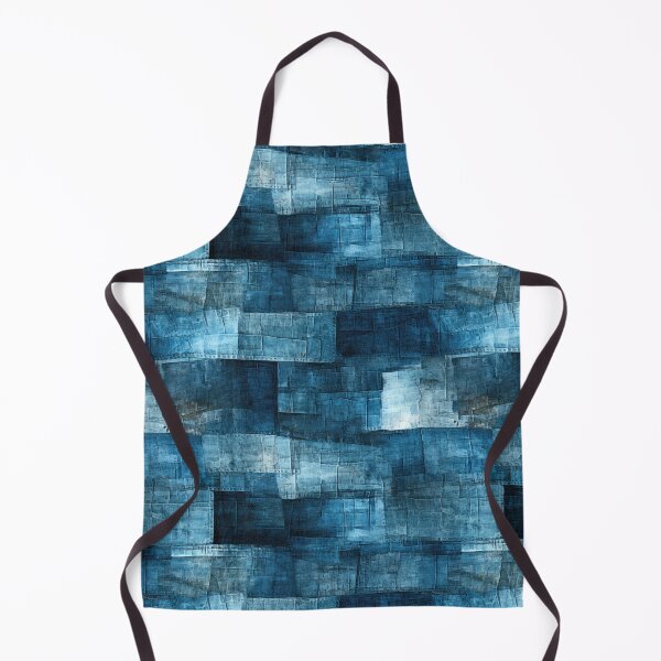 Aperçu de l'œuvre Indigo Patchwork Denim Texture – Abstract Blue Fabric Art créée et vendue par SylvieVibes.