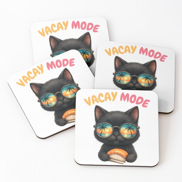 Item preview, Kawaii Cat Wear Sunglasses Eat Sushi Funny Vacay Mode designed and sold by thebest-2studio.