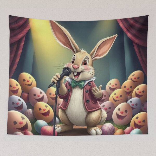 Item preview, funny Easter bunny  sings a concert with colored eggs, funny easter,Happy Easter,Easter Day,easter illustration,Easter designed and sold by Expressions-Sel.