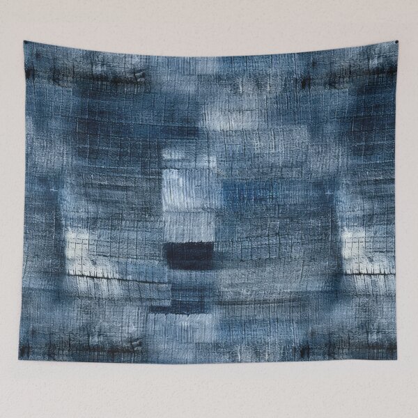 Item preview, Indigo Patchwork Denim Texture – Abstract Blue Fabric Art designed and sold by SylvieVibes.