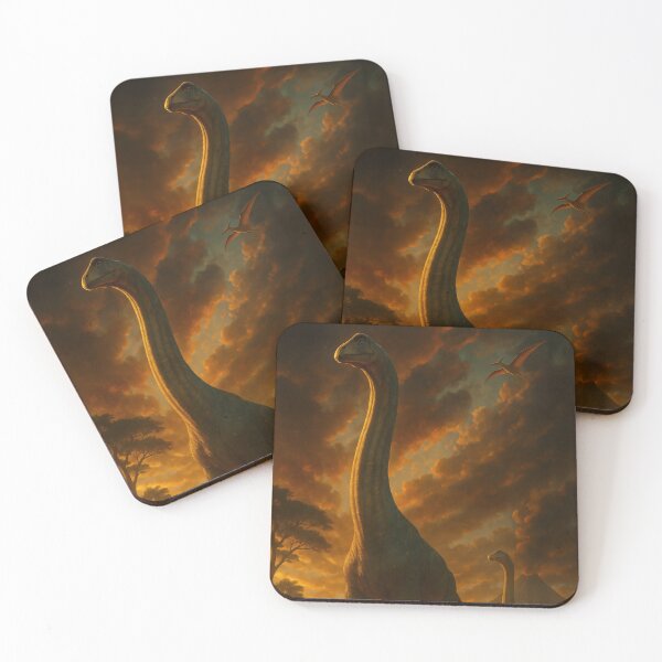 Item preview, Dinosaur Wall Art – Brachiosaurus Sunset Poster designed and sold by FantasyVillaArt.