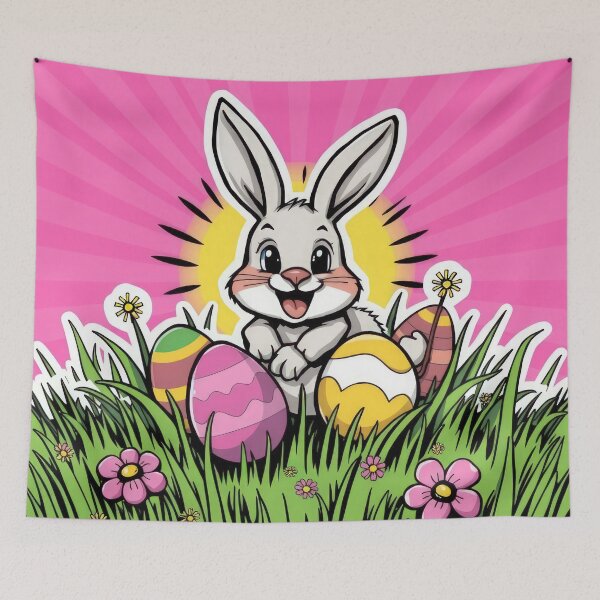 Item preview, cute Easter bunny  with colored eggs in the grass,Happy Easter,Easter Day,easter illustration,Easter designed and sold by Expressions-Sel.