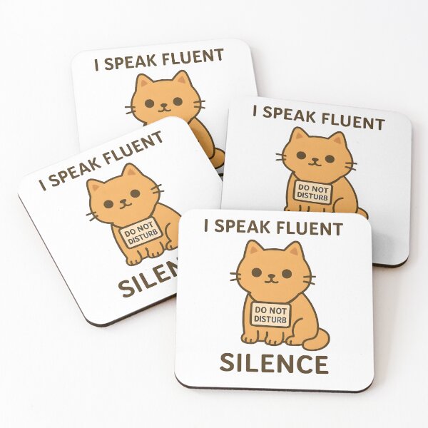 Artikelvorschau, Zen-Katzen-Meme – „Ich spreche fließend Stille“ – Minimalistisches Kawaii-Design für ruhige Seelen entworfen und verkauft von Boombox Theory.