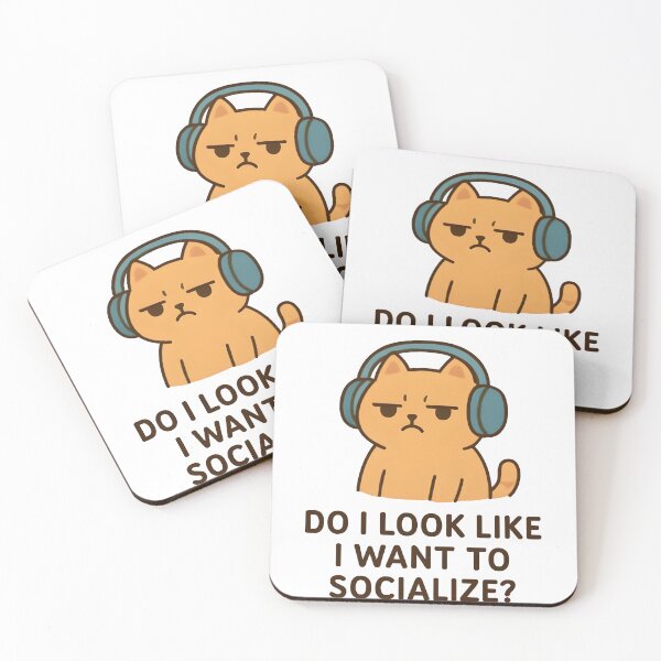 Artikelvorschau, Freche Katzenillustration – „Sehe ich so aus, als ob ich Kontakte knüpfen möchte?“ – Kawaii-Meme für ruhige Menschen entworfen und verkauft von Boombox Theory.