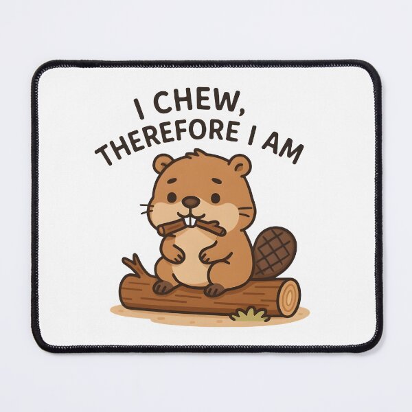Item preview, Funny Existential Beaver – “I Chew, Therefore I Am” – Kawaii Cartoon Philosophy Meme designed and sold by Boombox Theory.
