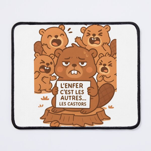 Item preview, Cute Beaver Meme – “L’enfer, c’est les Castori” – Kawaii Existential Humor Illustration designed and sold by Boombox Theory.