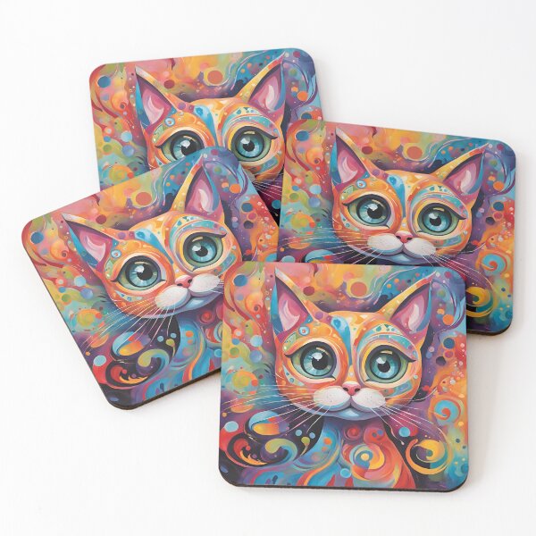 Item preview, Bright and Colourful Psychedelic Fantasy Cat designed and sold by IrisAndIvy.