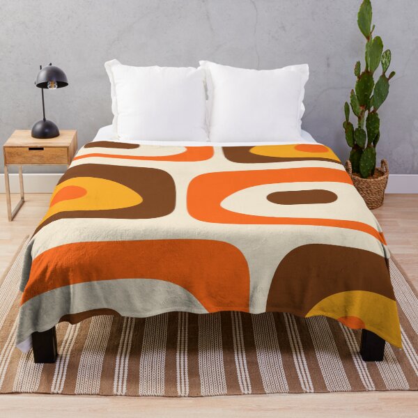 Item preview, Retro 70s Geometric Mid Century Modern Piquet Abstract Pattern in 1970s Brown and Orange Tones designed and sold by kierkegaard.