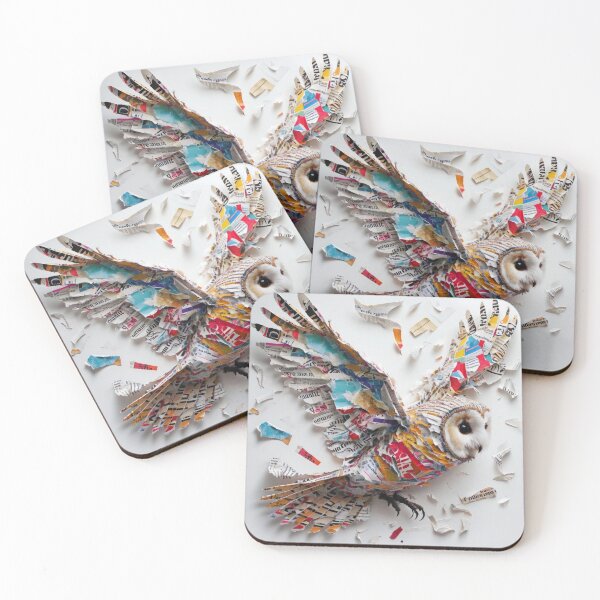 Item preview, Newspaper Owl Collage – Bold Abstract Flight designed and sold by caracatita75.