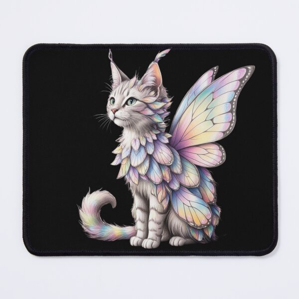 Item preview, Whimsical Cat with Colorful Butterfly Fur designed and sold by bvdesignart.