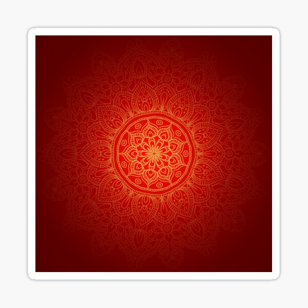 Item preview, Fiery Red and Gold Mandala – Ornate Bohemian Art designed and sold by Apurva Joshi.