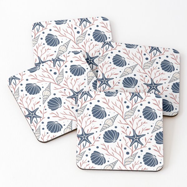 Item preview, A delicate seamless pattern of seashells and oceanic elements. designed and sold by CreativebyTKK.