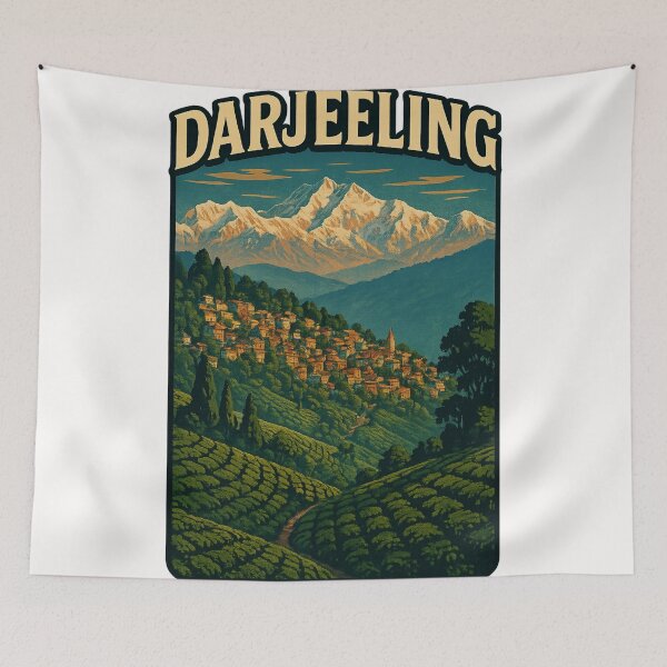 Item preview, Darjeeling Town with Kanchenjunga Himalayas India designed and sold by Places On Earth.