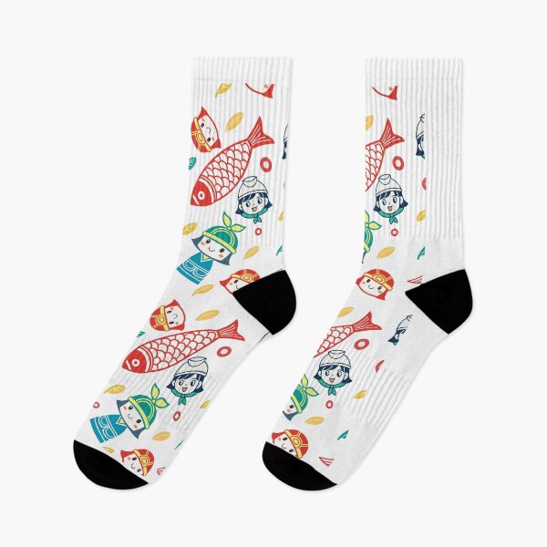 Item preview, seamless pattern koinobori carp streamers, samurai helmets, and happy children, celebrating Japanese Children’s Day	 designed and sold by CreativebyTKK.