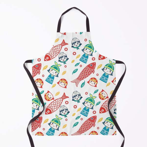 Item preview, seamless pattern koinobori carp streamers, samurai helmets, and happy children, celebrating Japanese Children’s Day	 designed and sold by CreativebyTKK.