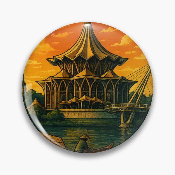 Item preview, Kuching Sarawak Sunset Over State Assembly designed and sold by Places On Earth.