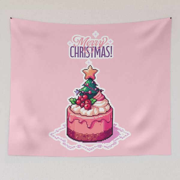 Item preview, Christmas pixelated Cake, christmas dinner, foodie, pink dessert, sweets, pastry, food designed and sold by Sugar Wisdom .