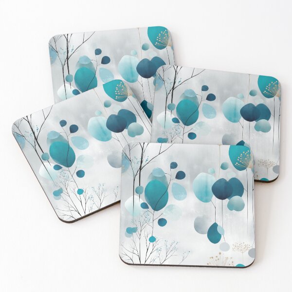 Item preview, Teal Mist – Minimal Botanical Watercolor Pattern with Soft Gradient Berries designed and sold by Moisky Patterns.
