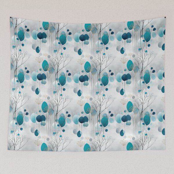 Item preview, Teal Mist – Minimal Botanical Watercolor Pattern with Soft Gradient Berries designed and sold by Moisky Patterns.