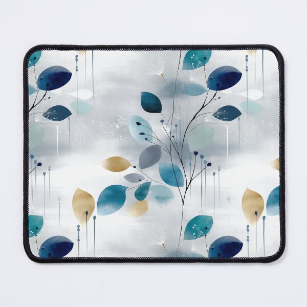 Item preview, Golden Breeze – Soft Blue Botanical Watercolor Pattern with Floating Leaves designed and sold by Moisky Patterns.