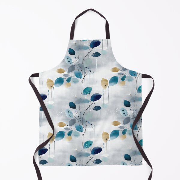 Item preview, Golden Breeze – Soft Blue Botanical Watercolor Pattern with Floating Leaves designed and sold by Moisky Patterns.