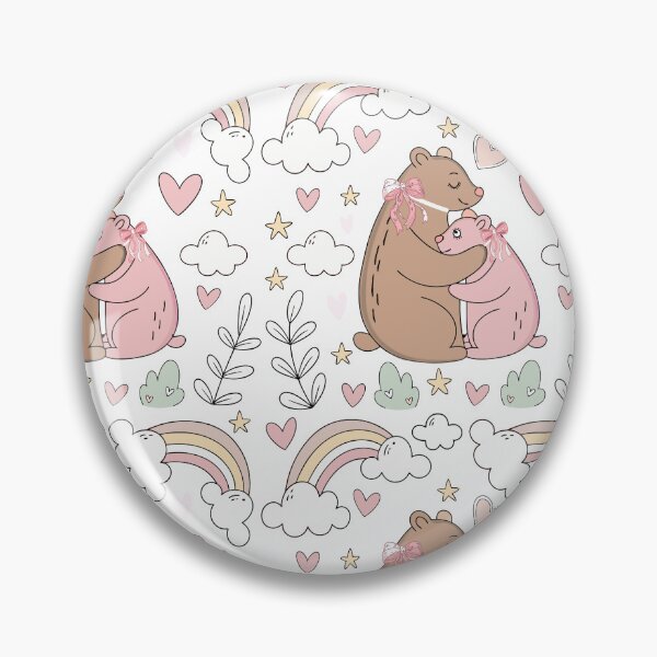 Item preview, A seamless pattern of a mother bear and a bear cub hugging each other. There are soft clouds, hearts, and stars. Mother day, holiday	 designed and sold by CreativebyTKK.