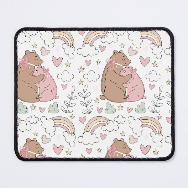 Item preview, A seamless pattern of a mother bear and a bear cub hugging each other. There are soft clouds, hearts, and stars. Mother day, holiday designed and sold by CreativebyTKK.