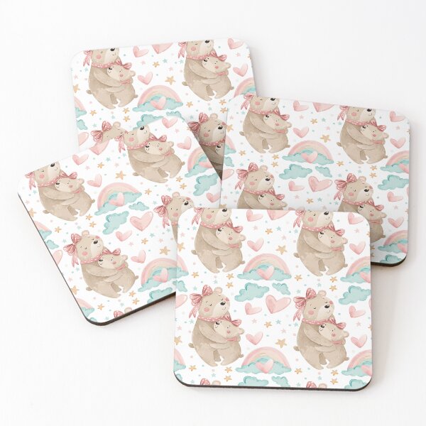 Item preview, Seamless pattern featuring a mother bear with a pink bow designed and sold by CreativebyTKK.