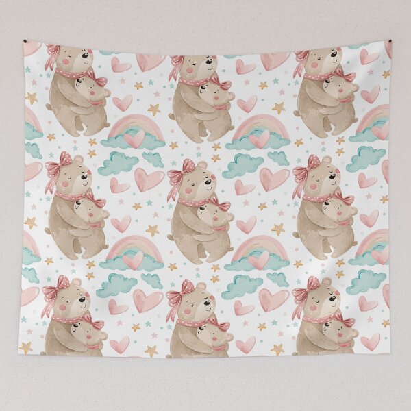 Item preview, Seamless pattern featuring a mother bear with a pink bow designed and sold by CreativebyTKK.