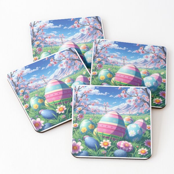 Item preview, Easter eggs colored with flowers in the meadow spring,Happy Easter,Easter Day,easter illustration designed and sold by Expressions-Sel.