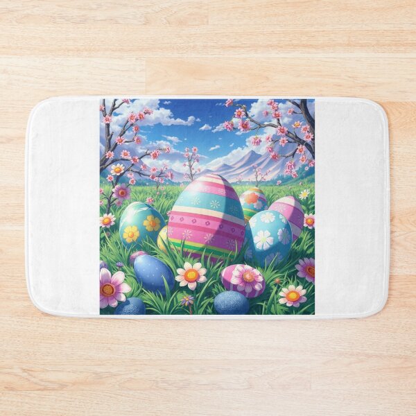Item preview, Easter eggs colored with flowers in the meadow spring,Happy Easter,Easter Day,easter illustration designed and sold by Expressions-Sel.