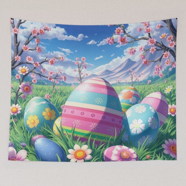 Item preview, Easter eggs colored with flowers in the meadow spring,Happy Easter,Easter Day,easter illustration designed and sold by Expressions-Sel.
