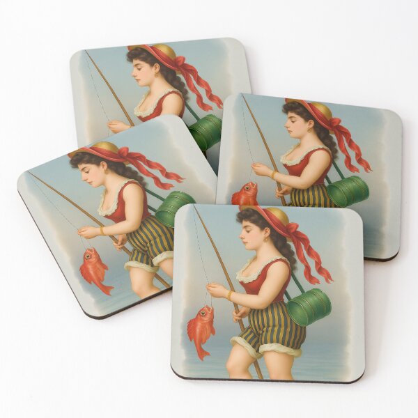 Item preview, Remastered vintage young lady fishing. designed and sold by Shoot-The-Moon.