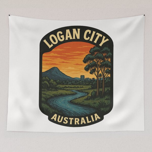 Item preview, Logan Riverbend and Distant Skyline at Dusk designed and sold by Places On Earth.