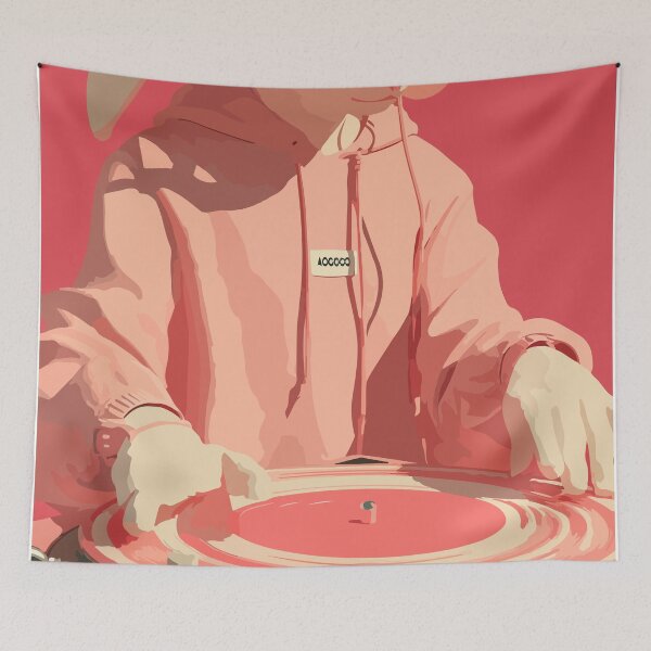Item preview, Cool DJ Bunny in Pink Hoodie – Retro Vinyl Vibes Art designed and sold by Moss and Moon Studio.