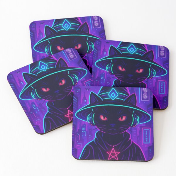 Item preview, Cyber Cat in Neon Nightscape designed and sold by Elizarfa.