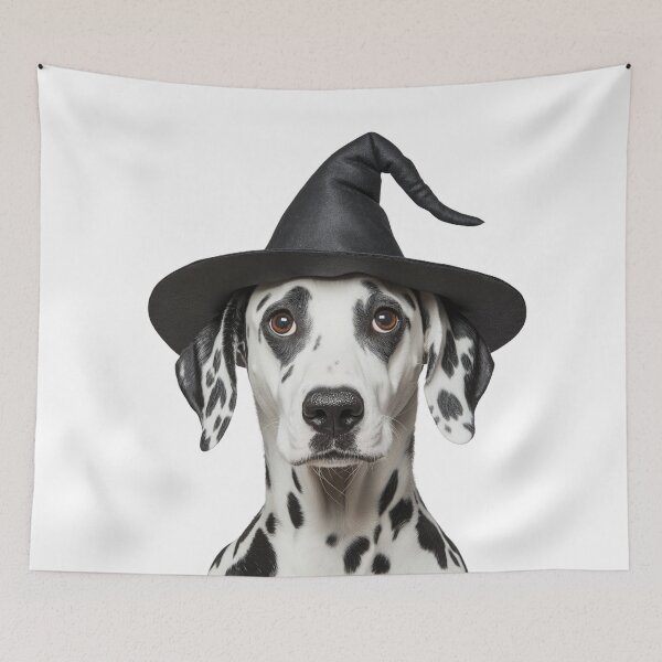 Item preview, Dalmatian Dog Wearing Halloween Witch Hat designed and sold by LazyOwlStore.