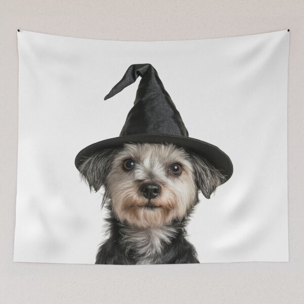 Item preview, Dandie Dinmont Terrier Dog Wearing Halloween Witch Hat designed and sold by LazyOwlStore.