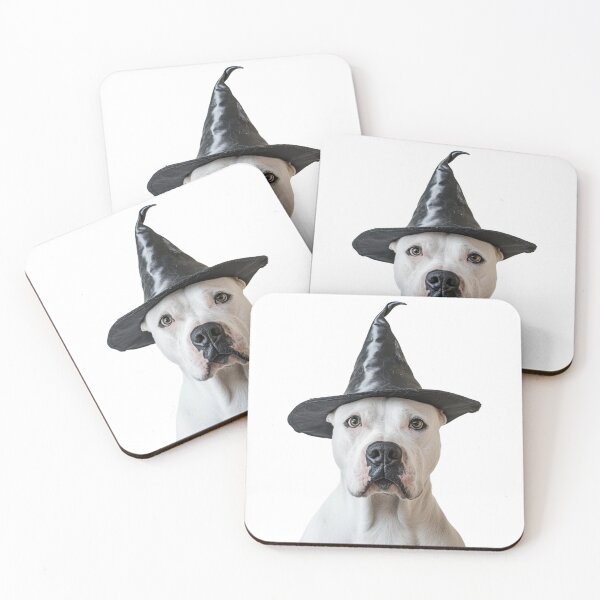 Item preview, Dogo Argentino Dog Wearing Halloween Witch Hat designed and sold by LazyOwlStore.
